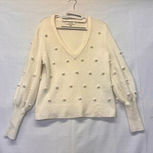 Madewell Cream Bobble Knit V Neck Sweater Size xs